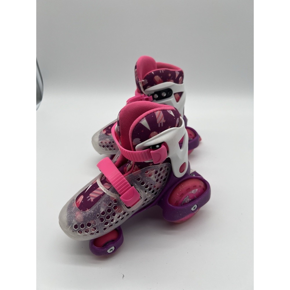 Roller Derby EZ-Roll Girls 11-2 US Adjustable Beginner Roller Skates Pink Purple